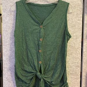 Forest Green Waist Tie Tank Top